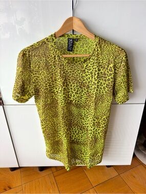 Neon Green Leopard Print Short Sleeve Tee
